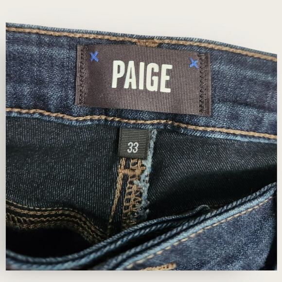 Paige Jeans Women's Sz 33" High Rise Manhattan Straight Frayed Hem Stretch - Picture 6 of 12